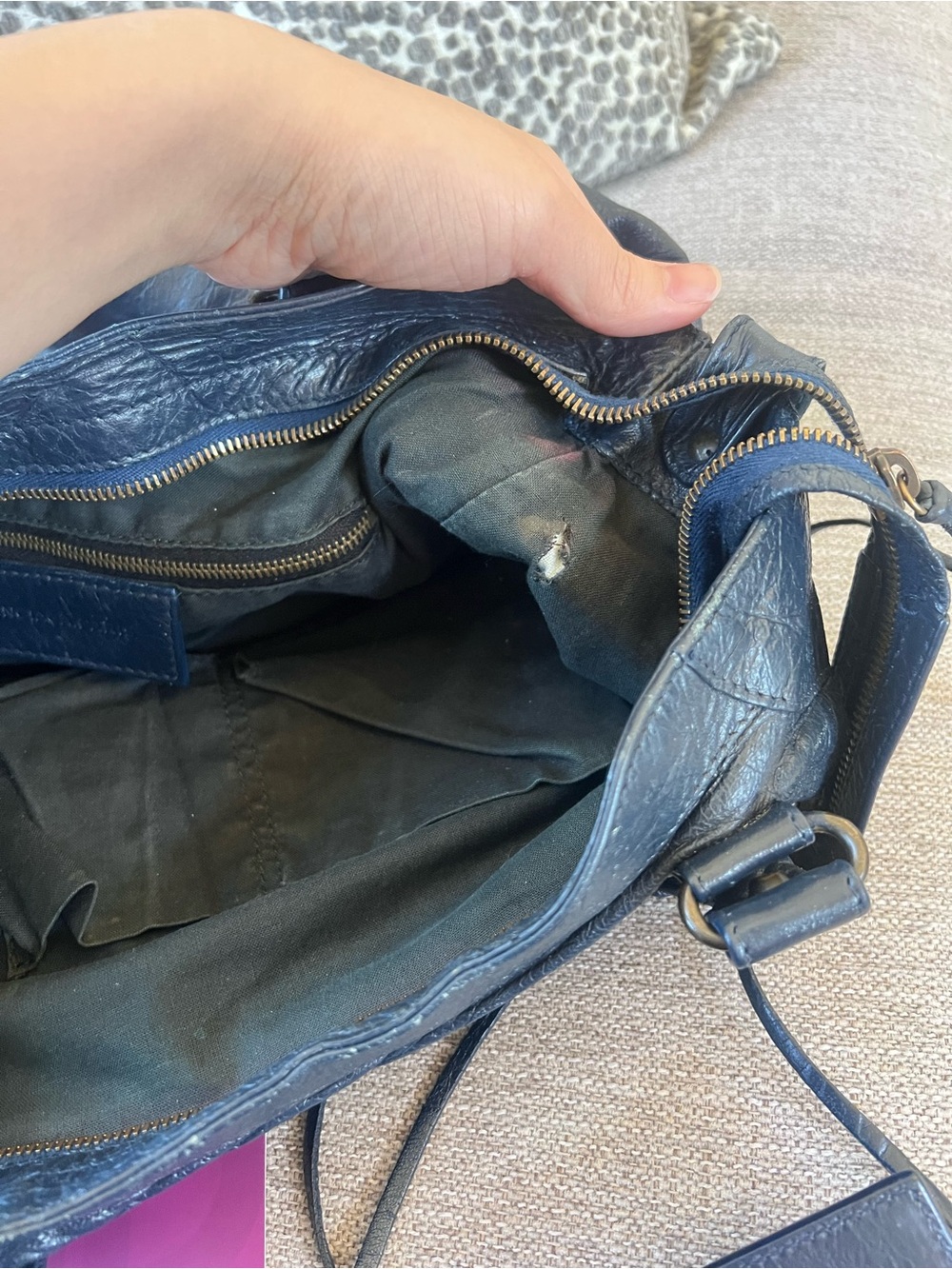 Balenciaga Vintage Le City Velo Navy Blue Leather Satchel Bag - Picture 8 of 12